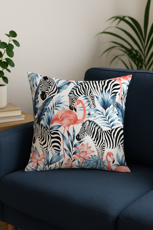 housse de coussin motif flamant rose pour une touche décorative - vue 2 sur 2