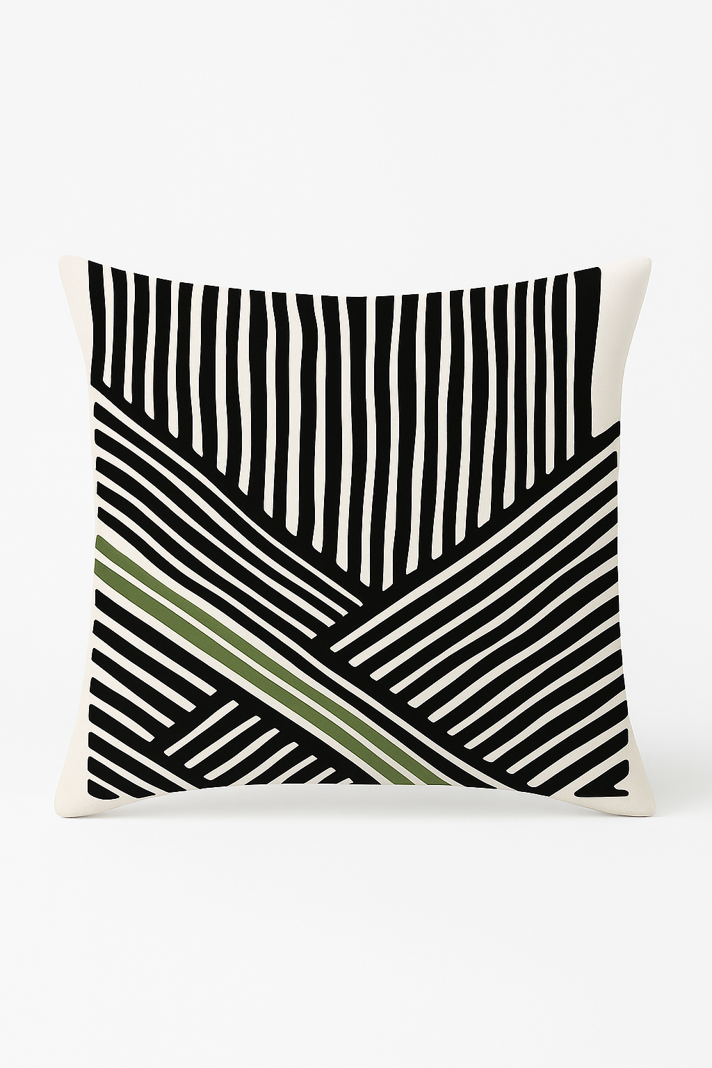 housse de coussin motif floral abstrait vert imprimé sur une face