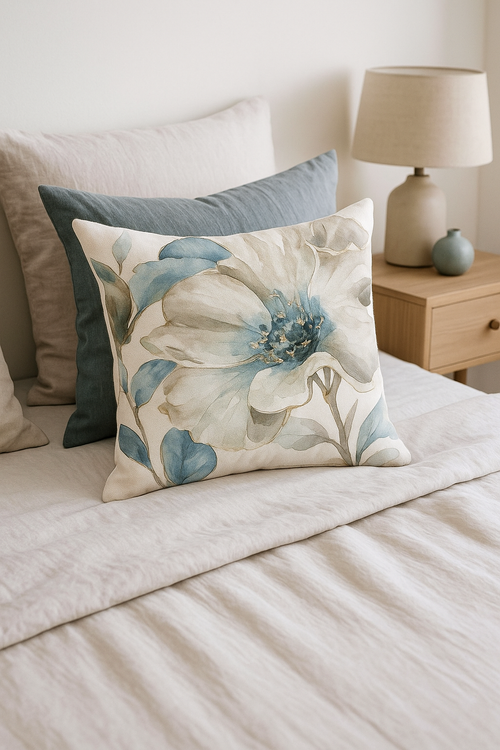 housse de coussin motif floral feuilles de ginkgo - vue 2 sur 2