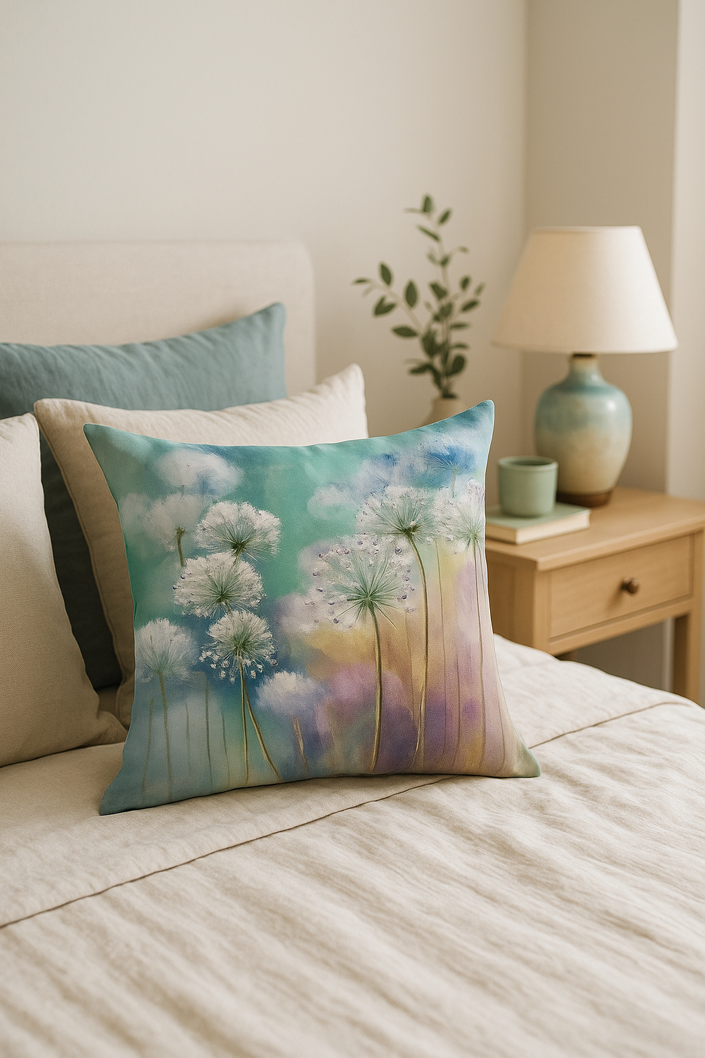 housse de coussin motif floral ginkgo pour décoration intérieure
