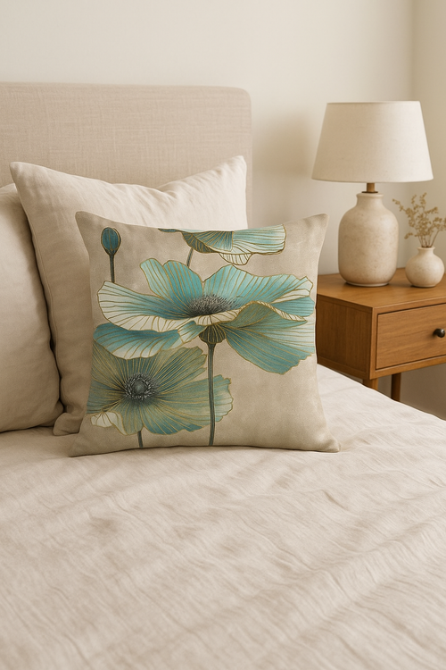 housse de coussin motif floral ginkgo pour décoration intérieure - vue 2 sur 2