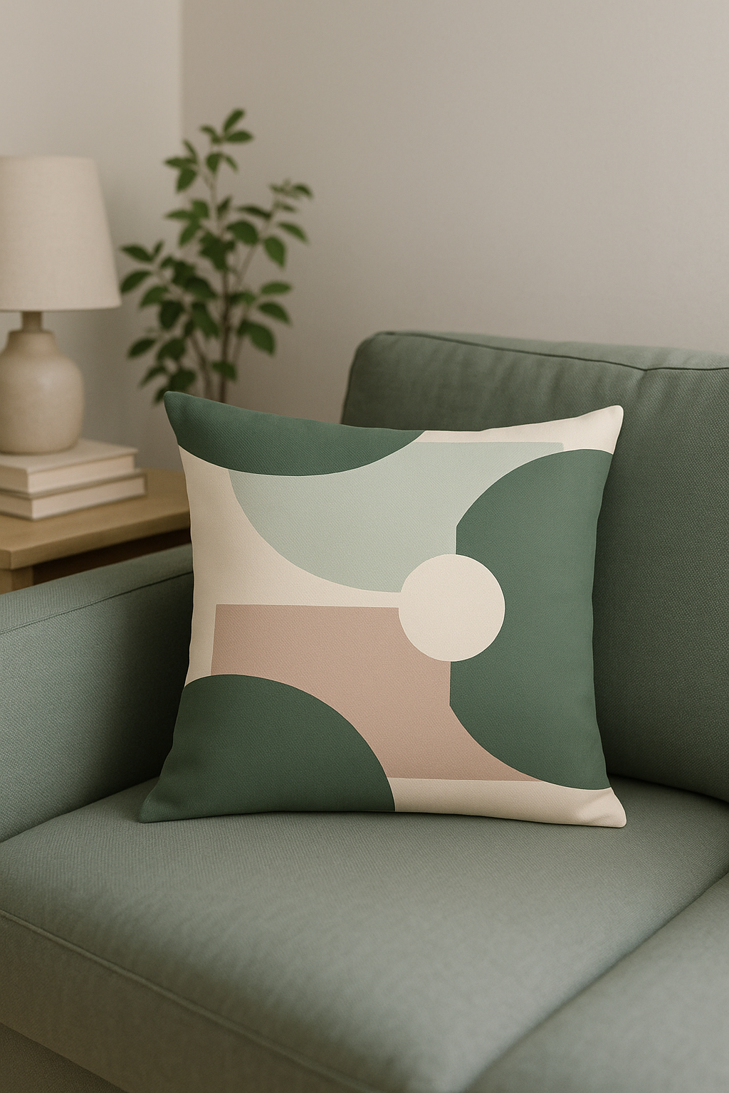 housse de coussin motif floral vert style abstrait