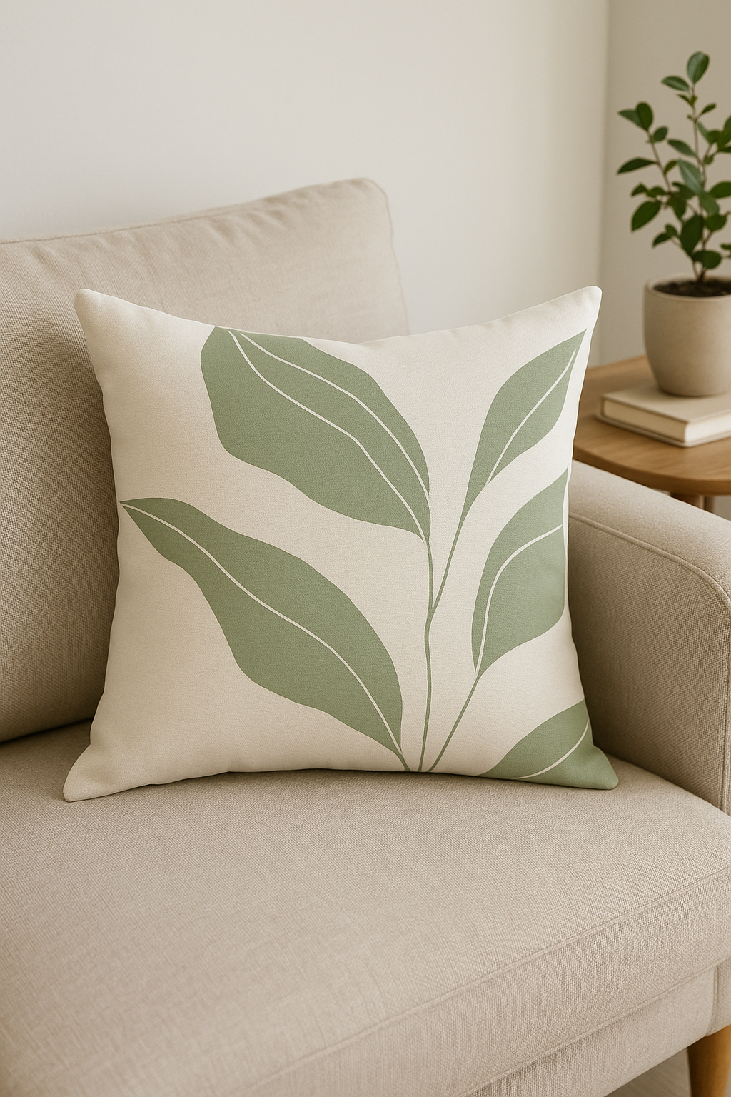 housse de coussin motif floral vert style abstrait  décoratif - vue 2 sur 2