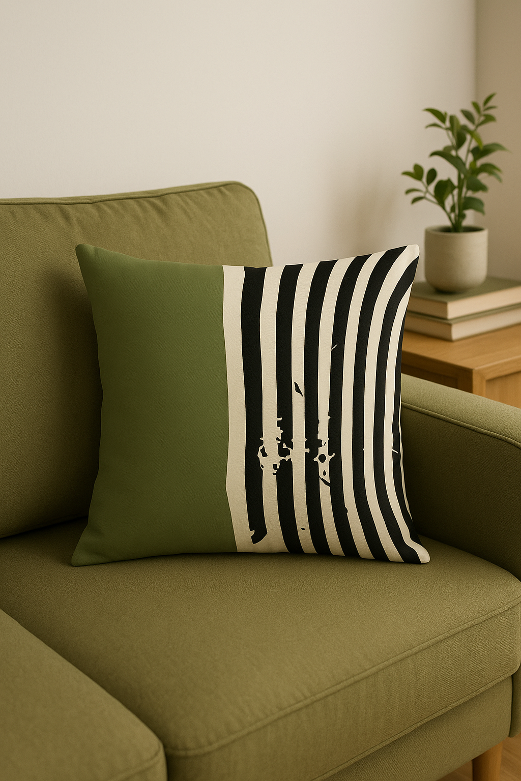 housse de coussin motif floral vert style abstrait décoratif - vue 2 sur 2