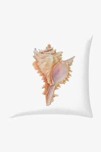 housse de coussin motif marin coquillage et conque