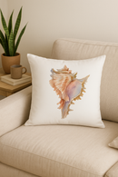 housse de coussin motif marin coquillage et conque