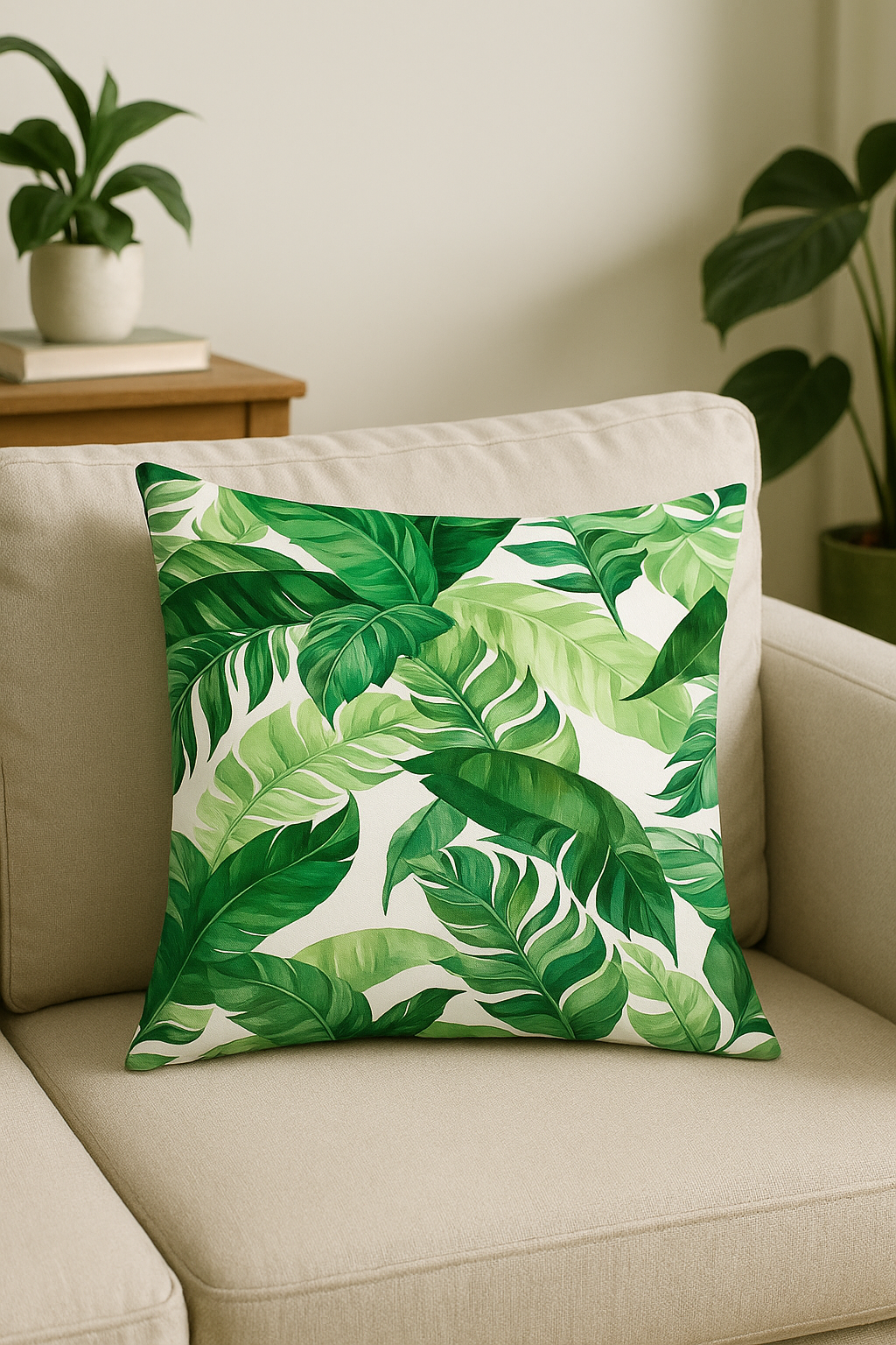 housse de coussin motif plantes tropicales pour canapé élégant - vue 2 sur 2