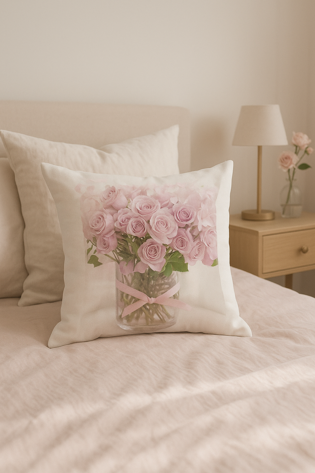 housse de coussin motif rose style nordique élégance pour votre intérieur - vue 2 sur 2