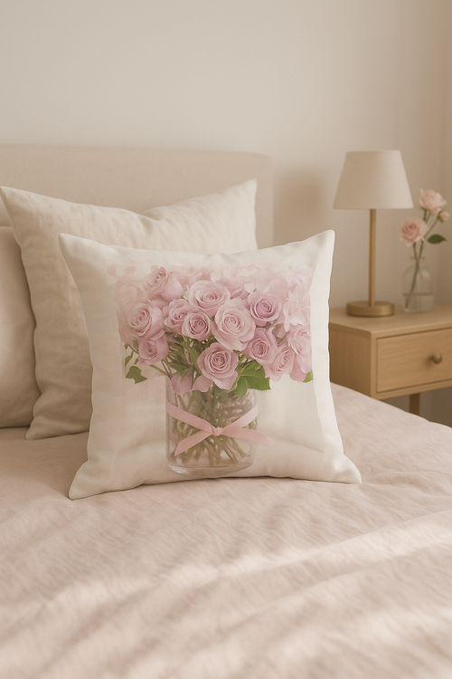 housse de coussin motif rose style nordique élégance pour votre intérieur - vue 2 sur 2