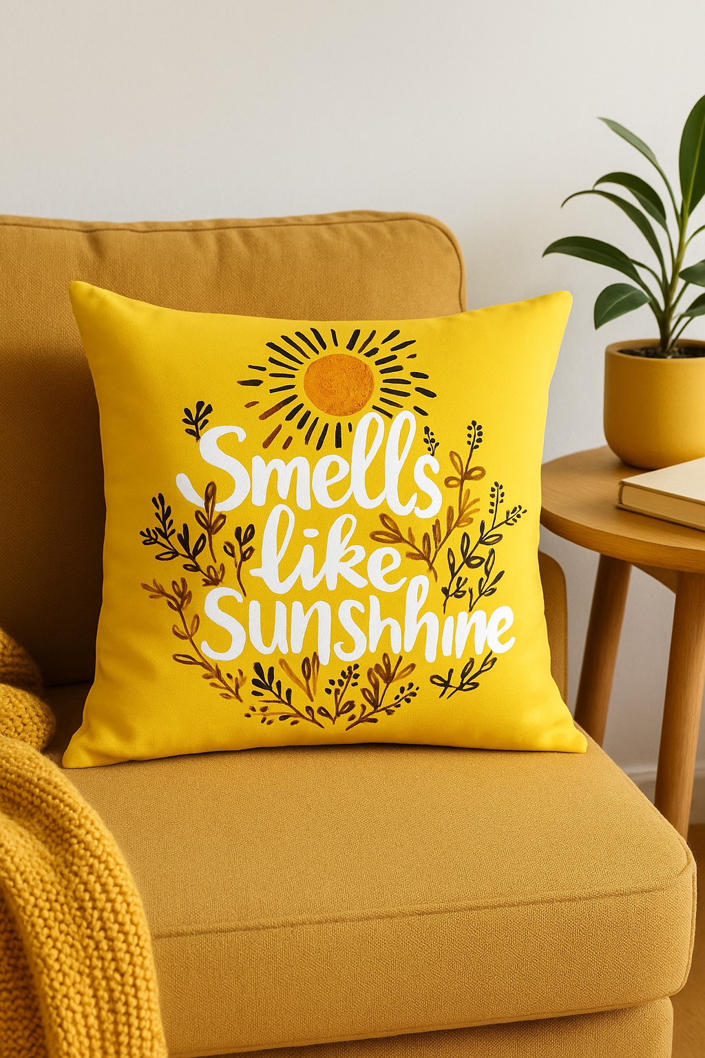 housse de coussin motif tournesol créatif jaune 45x45 cm