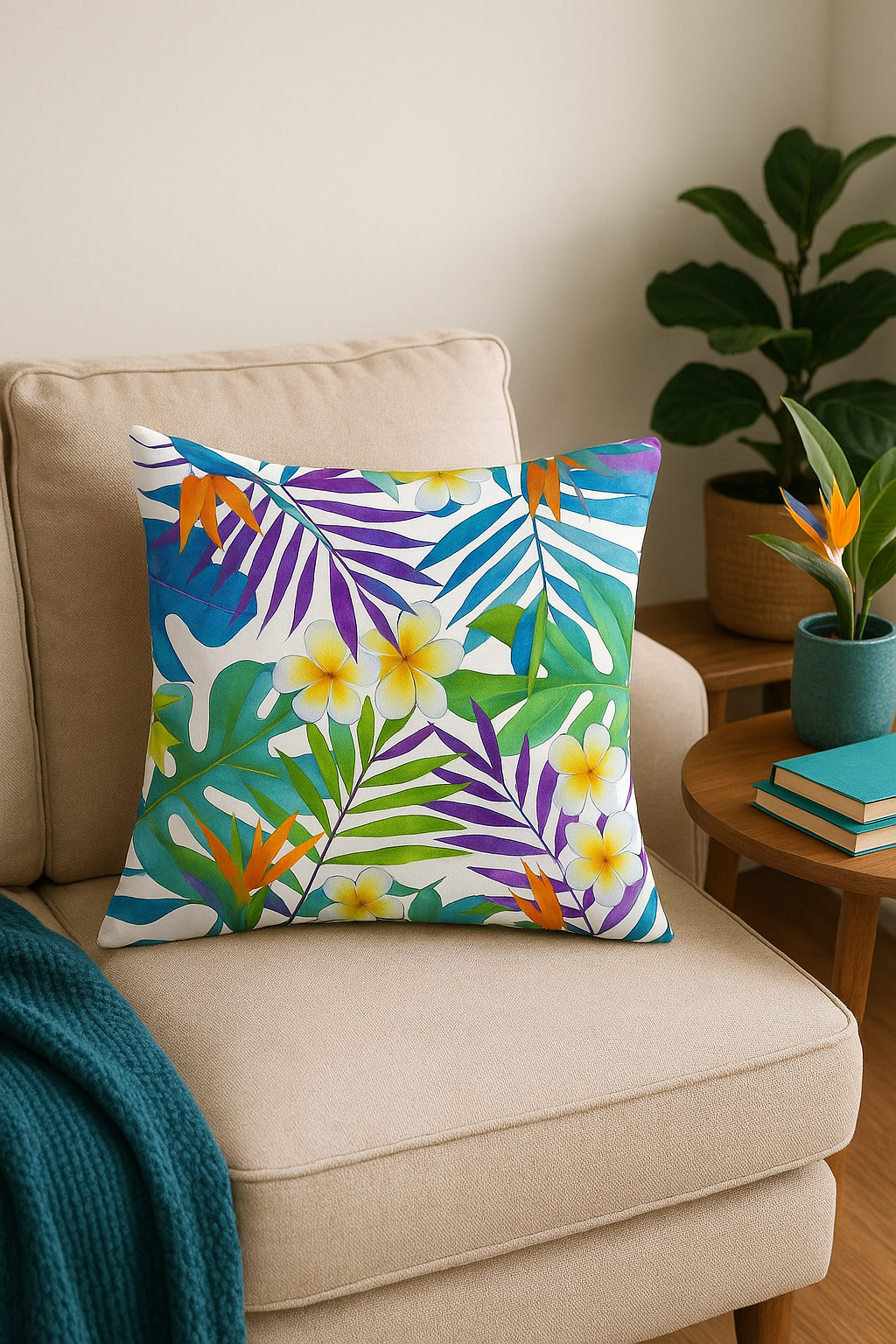 housse de coussin motif tropical pour un canapé élégant - vue 2 sur 2