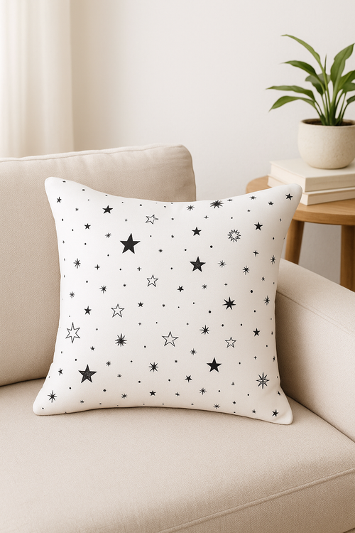 housse de coussin noire et blanche design géométrique moderne - vue 2 sur 2