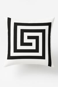 housse de coussin noire et blanche géométrique à lignes ondulées
