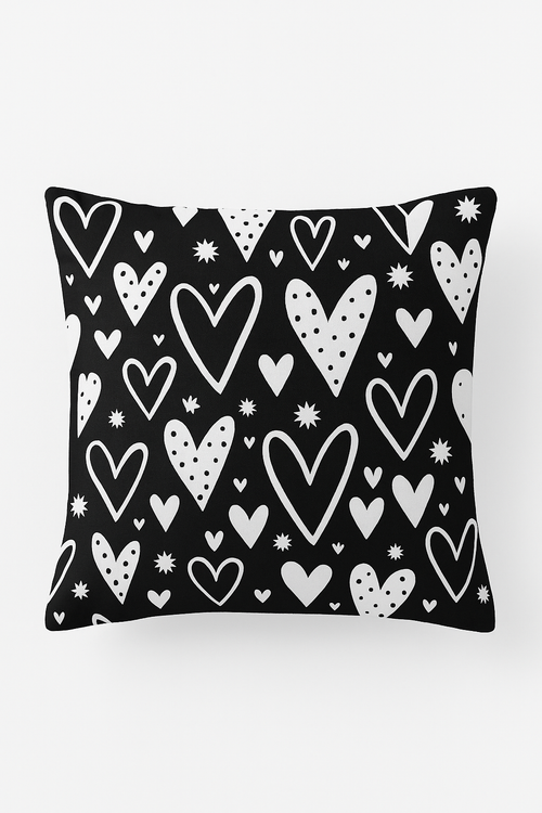 housse de coussin noire et blanche géométrique moderne et épurée