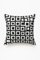 housse de coussin noire et blanche géométrique ondulée décorative