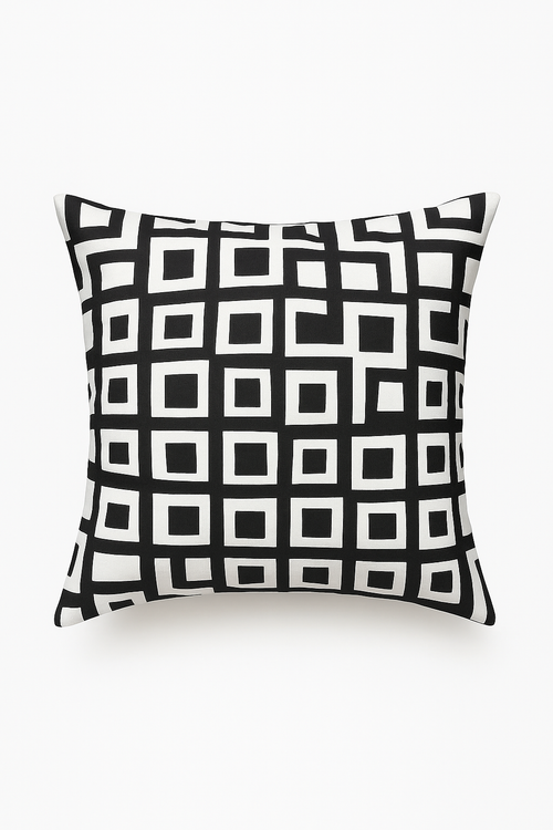 housse de coussin noire et blanche géométrique ondulée décorative - vue 3 sur 3