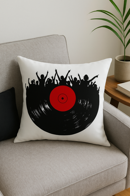 housse de coussin noire et rouge motif géométrique élégant - vue 2 sur 2