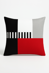 housse de coussin noire et rouge motif géométrique élégant