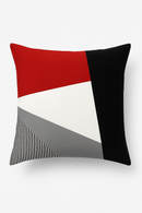 housse de coussin noire et rouge motif géométrique moderne