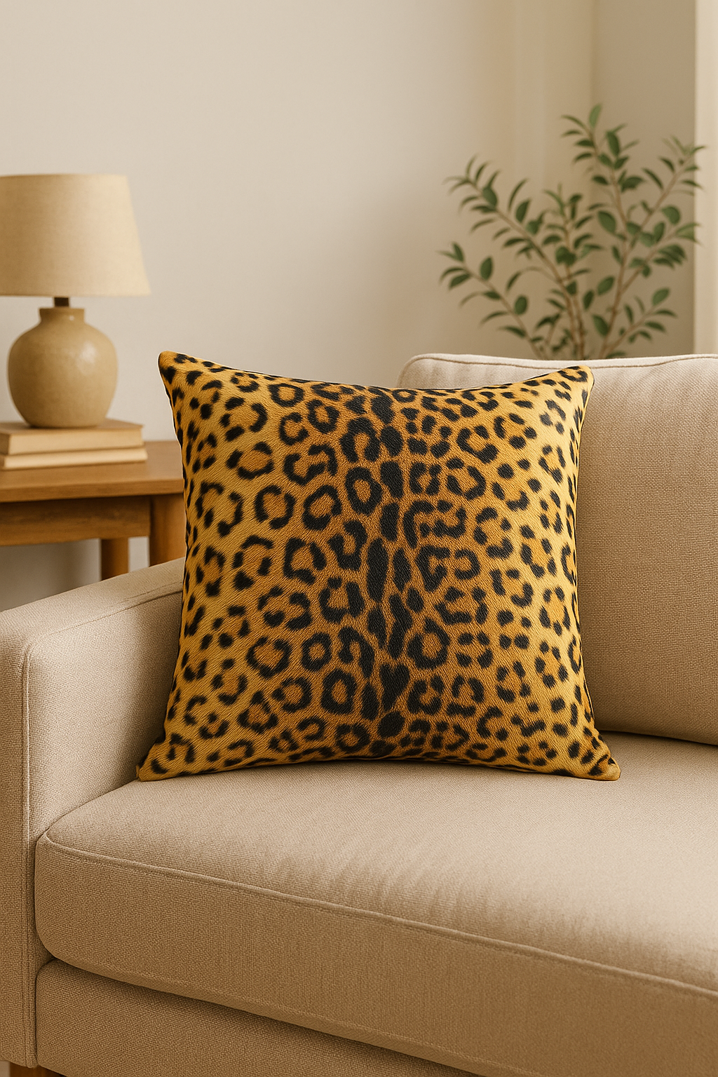 housse de coussin peluche courte motif léopard 35 45 50 60 cm - vue 2 sur 2