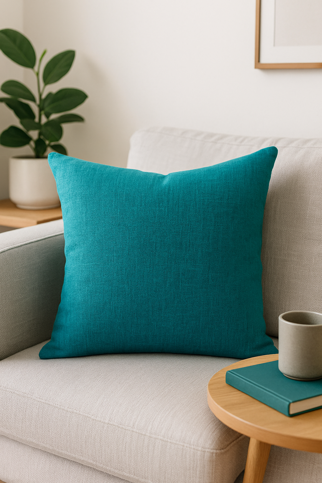 housse de coussin personnalisée en lin épais uni - vue 2 sur 2