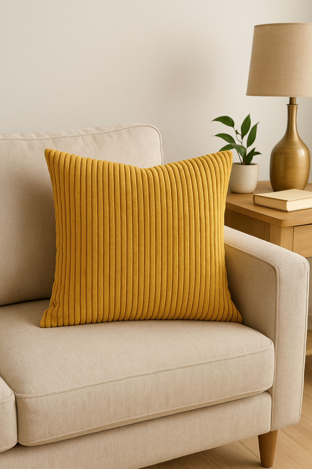 housse de coussin personnalisée en velours côtelé rayé 65x65 ou 70x70 cm - vue 2 sur 2