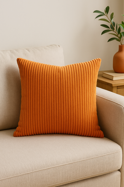 housse de coussin personnalisée en velours côtelé rayé grande taille - vue 2 sur 2