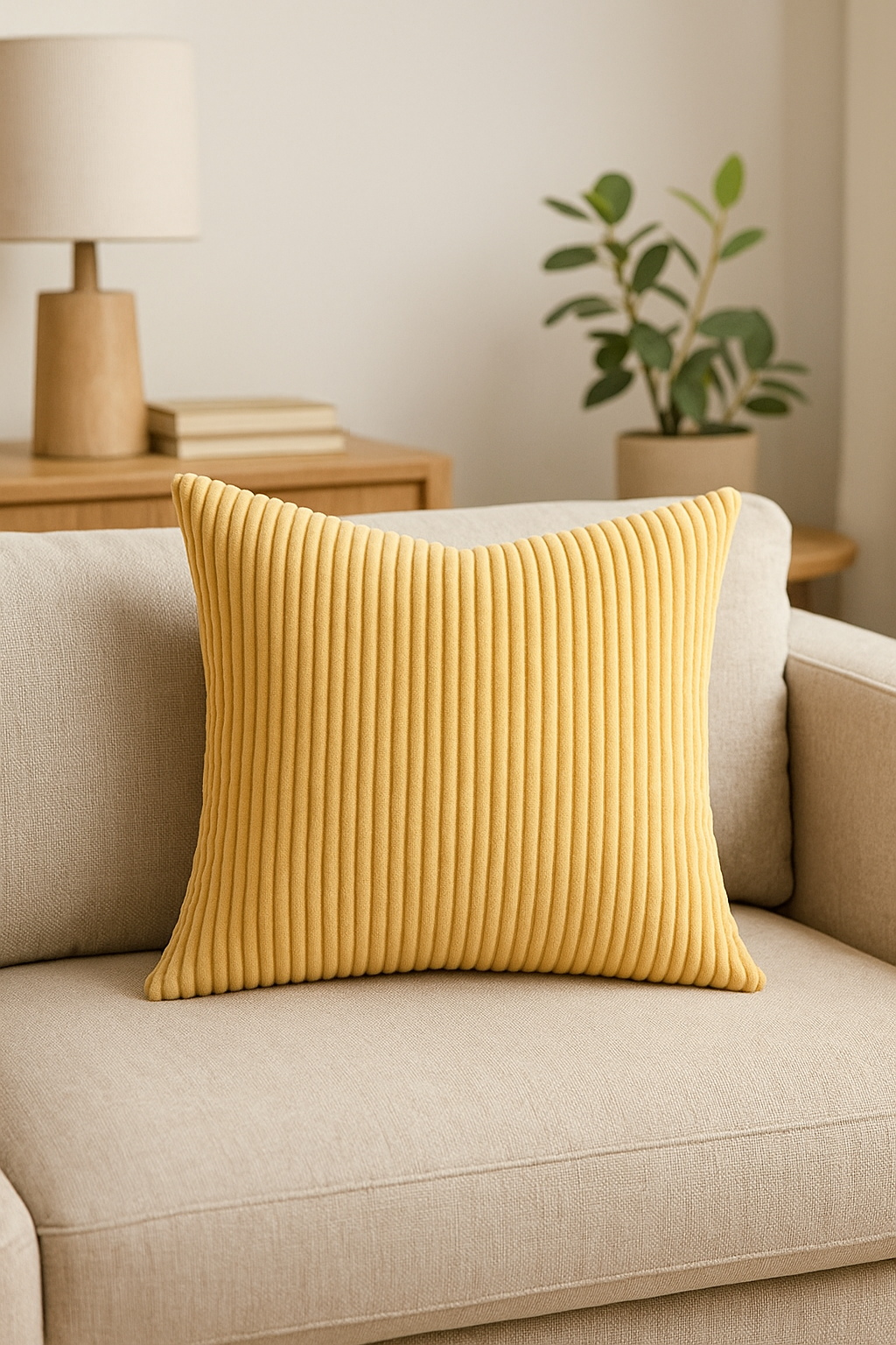 housse de coussin rayée en velours côtelé grande taille personnalisable 65x65 70x70 - vue 2 sur 2