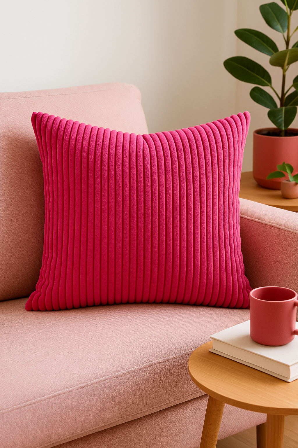 housse de coussin rayée en velours côtelé personnalisée grande taille - vue 2 sur 2