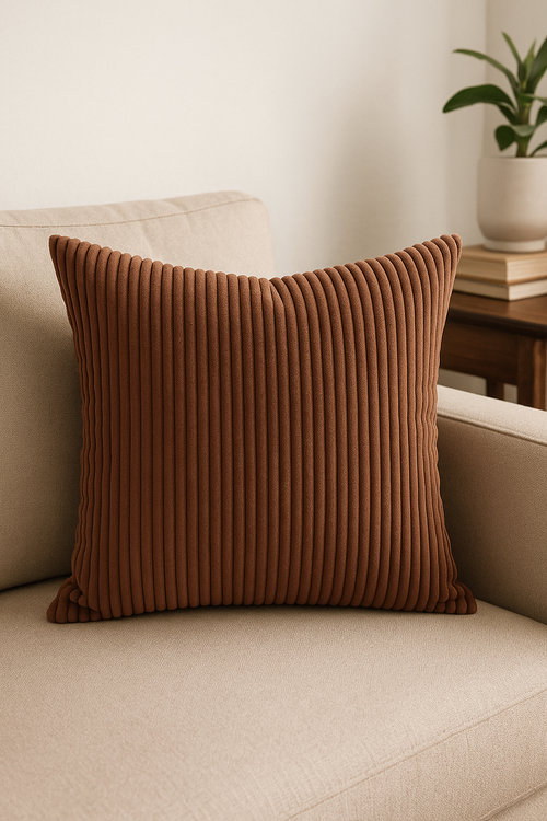 housse de coussin rayée en velours côtelé personnalisée grande taille - vue 2 sur 2
