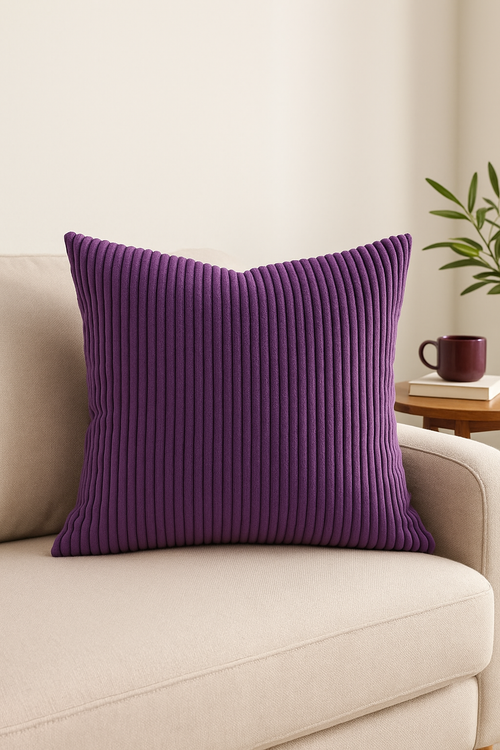 housse de coussin rayée en velours côtelé personnalisée grande taille - vue 2 sur 2