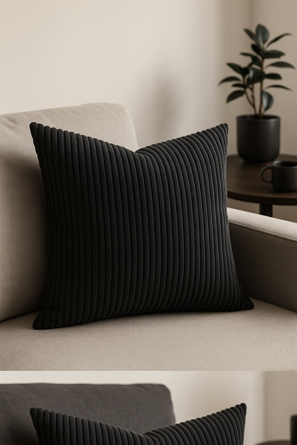 housse de coussin rayée en velours côtelé personnalisée grande taille - vue 2 sur 2