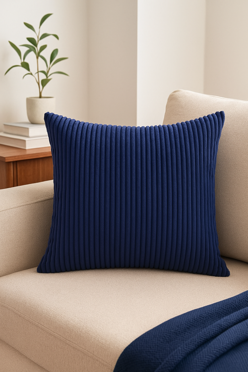 housse de coussin rayée en velours personnalisable grande taille 65x65 70x70 - vue 2 sur 2