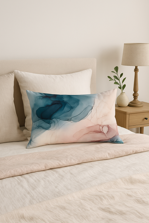 housse de coussin rectangulaire 30 x 50 cm rayures aquarelle chinoises - vue 2 sur 2