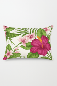 housse de coussin rectangulaire à fleurs tropicales 30 x 50 cm
