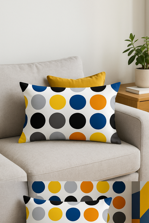housse de coussin rectangulaire à motif géométrique coloré 30 x 50 cm - vue 2 sur 2