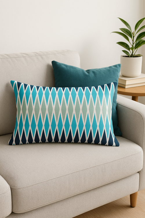 housse de coussin rectangulaire à motif géométrique coloré 30x50 cm - vue 2 sur 2