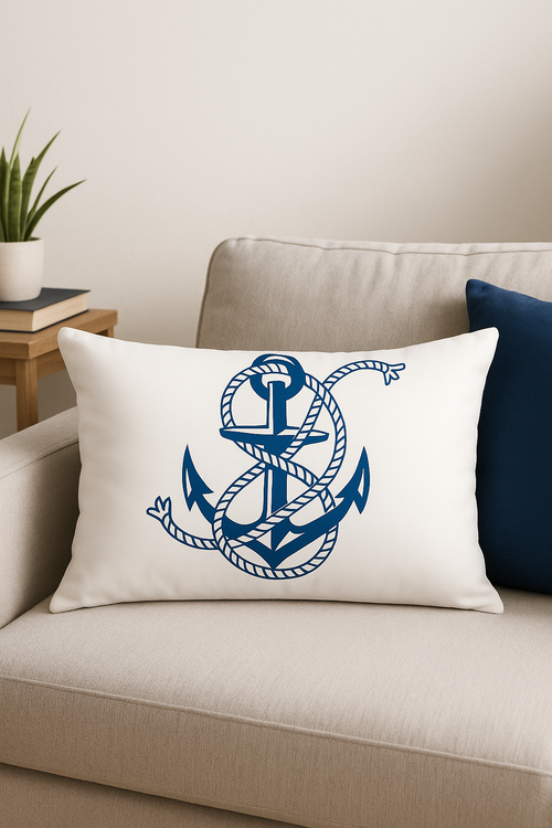 housse de coussin rectangulaire bleu motif animaux marins 30 x 50 cm - vue 2 sur 2