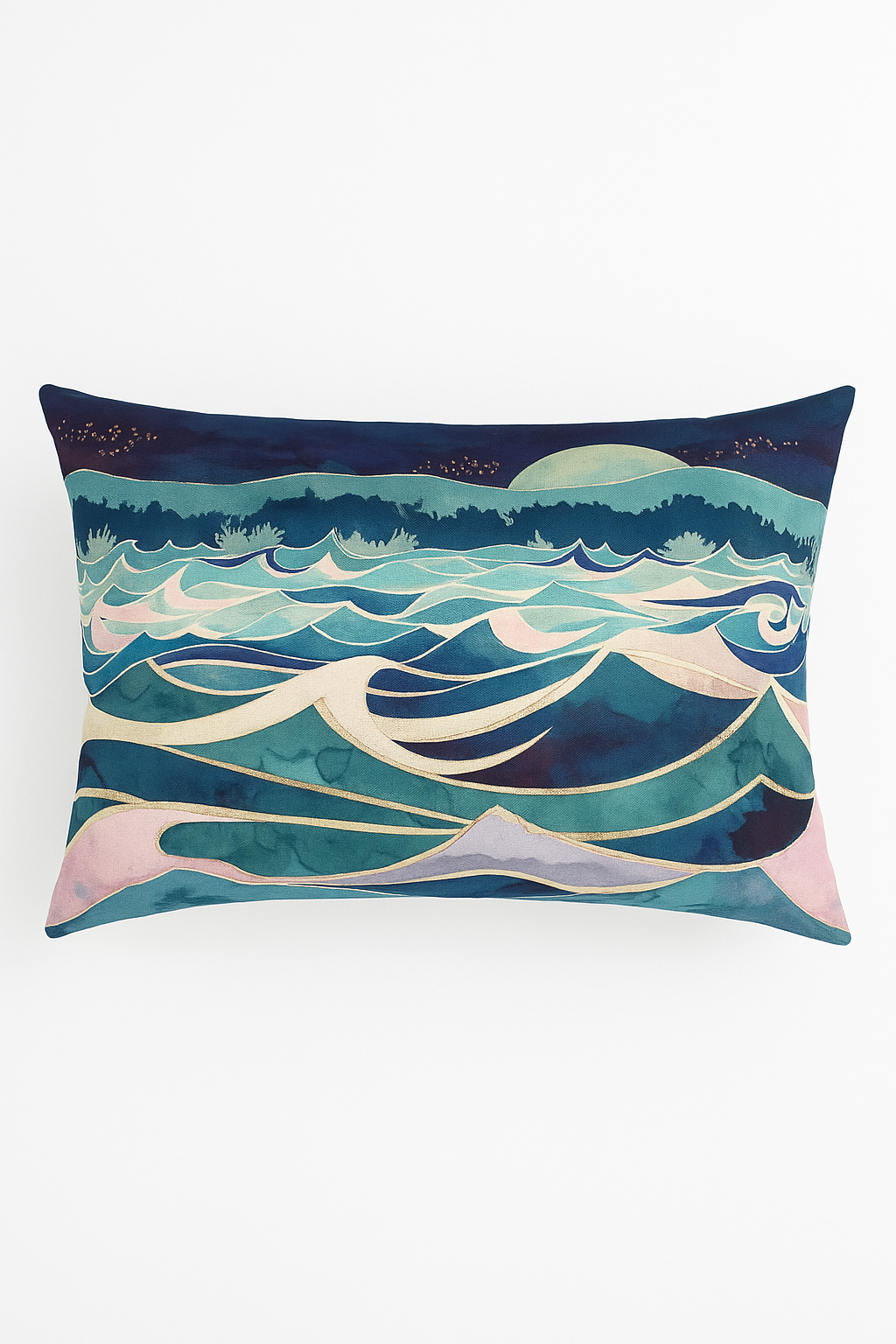 housse de coussin rectangulaire en polyester rayures aquarelle chinoises