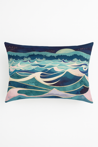 housse de coussin rectangulaire en polyester rayures aquarelle chinoises