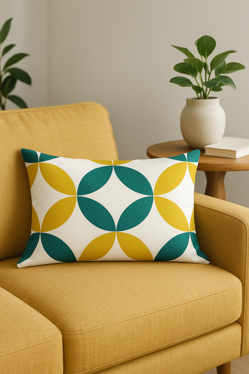 housse de coussin rectangulaire géométrique colorée 30 x 50 cm - vue 2 sur 2