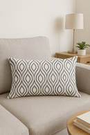 housse de coussin rectangulaire géométrique gris patchwork décorative