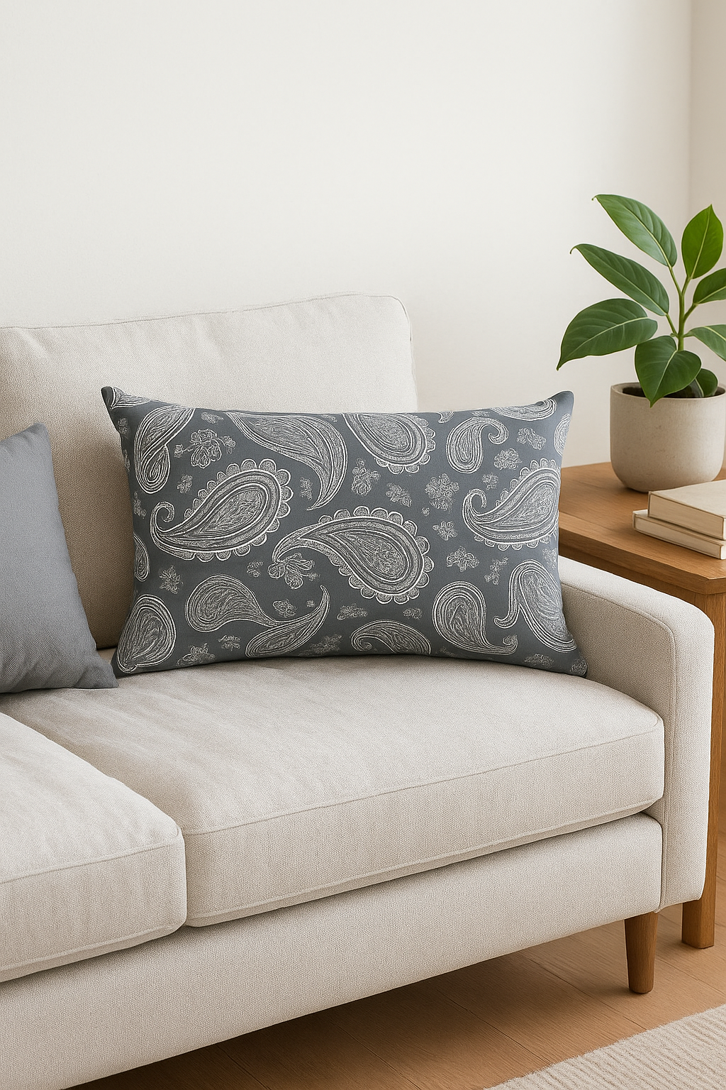 housse de coussin rectangulaire géométrique gris patchwork décorative - vue 2 sur 2