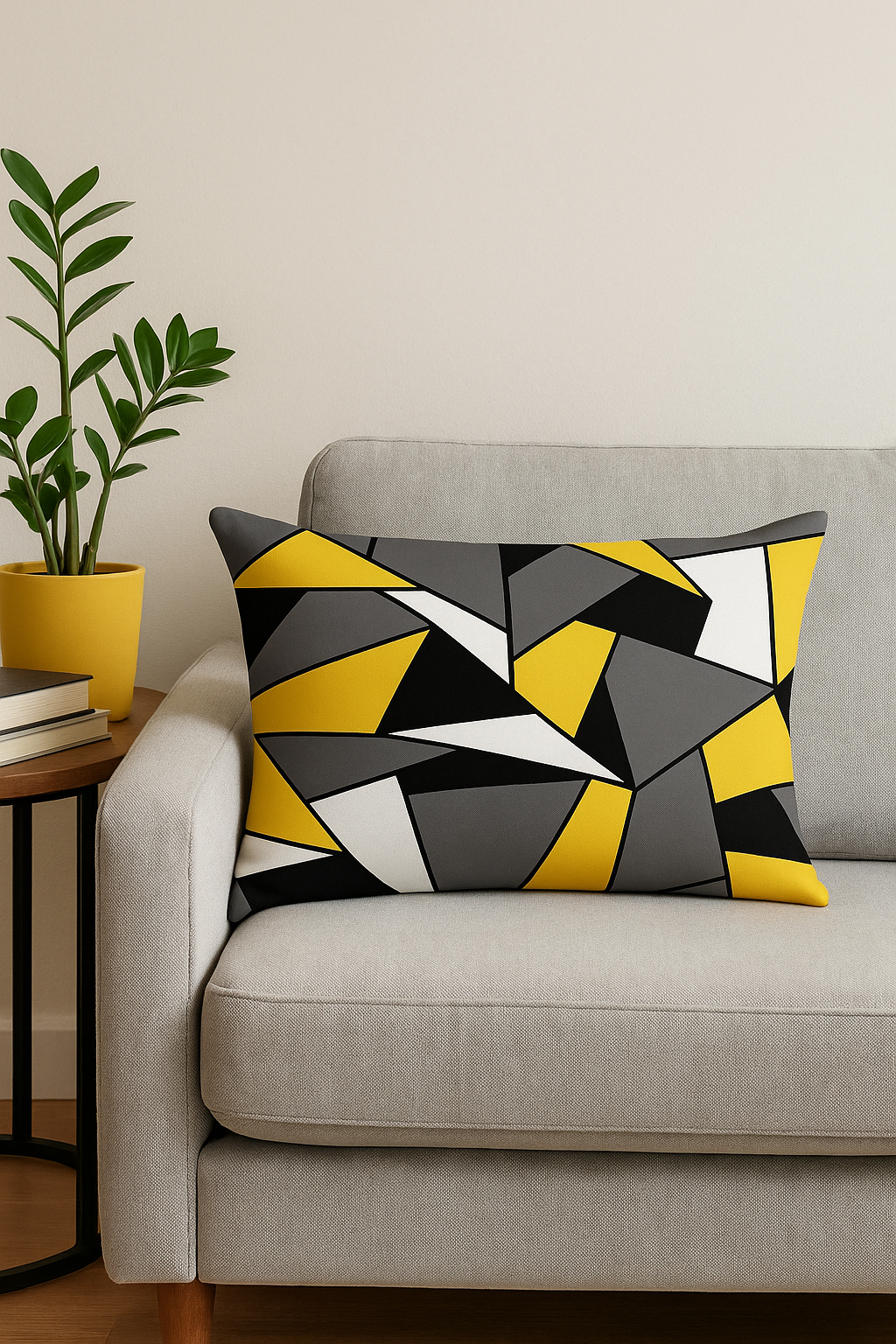 housse de coussin rectangulaire géométrique jaune rouge 30x50 cm - vue 2 sur 2