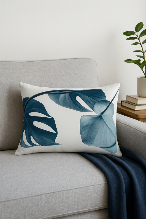 housse de coussin rectangulaire imprimée fleurs tropicales 30 x 50 cm - vue 2 sur 2