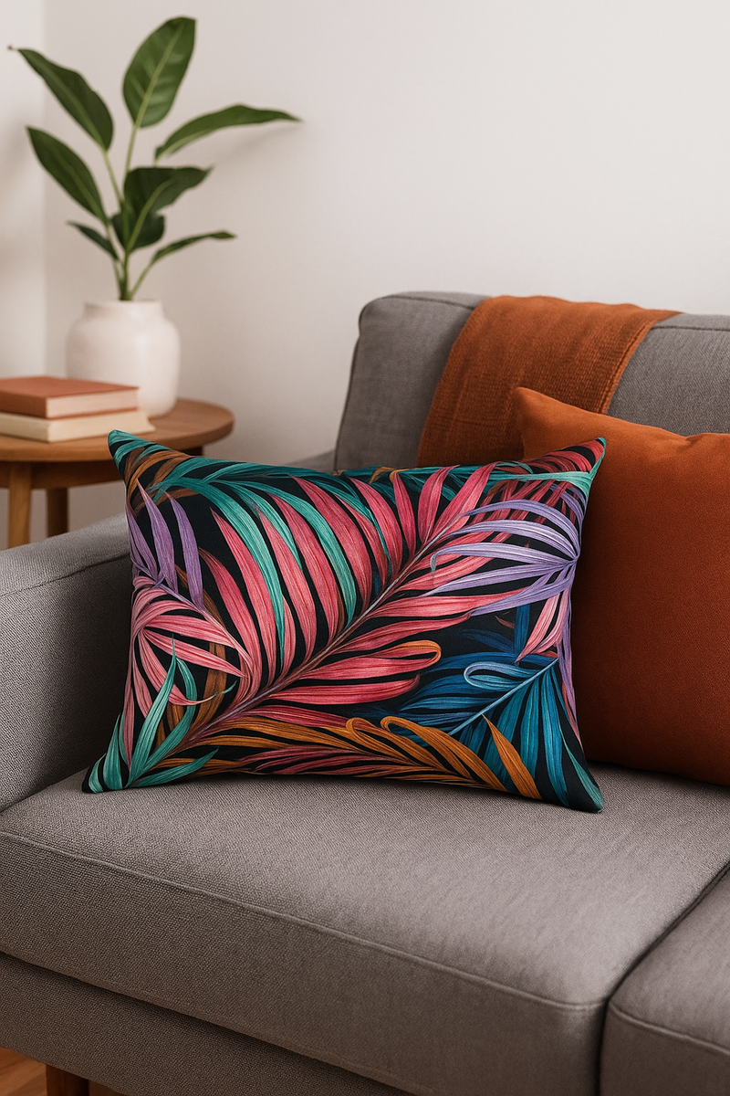 housse de coussin rectangulaire imprimée fleurs tropicales 30 x 50 cm