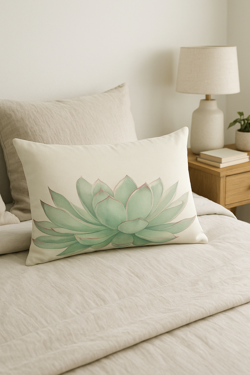 housse de coussin rectangulaire imprimée fleurs tropicales 30x50 cm - vue 2 sur 2