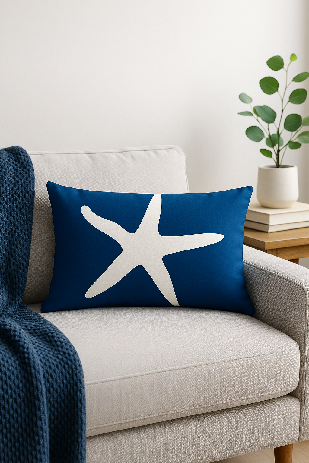 housse de coussin rectangulaire motif animaux marins bleus 30 x 50 cm - vue 2 sur 2