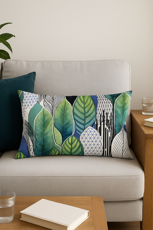 housse de coussin rectangulaire motif fleurs tropicales 30x50 cm - vue 2 sur 2