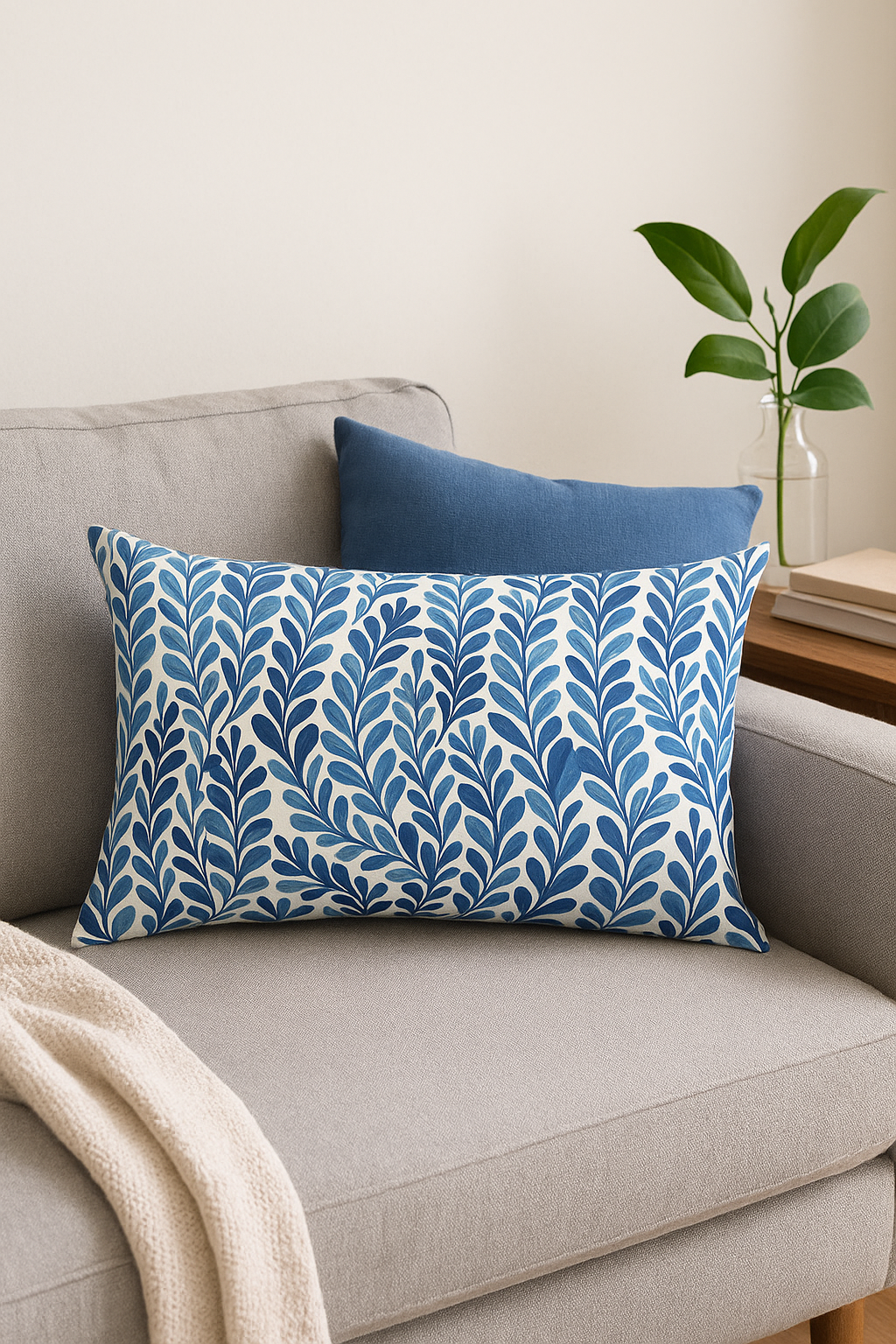 housse de coussin rectangulaire motif fleurs tropicales 30x50 cm - vue 2 sur 2